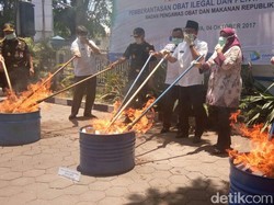 Ribuan Obat dan Kosmetik Ilegal Senilai Rp 5 Miliar Dimusnahkan