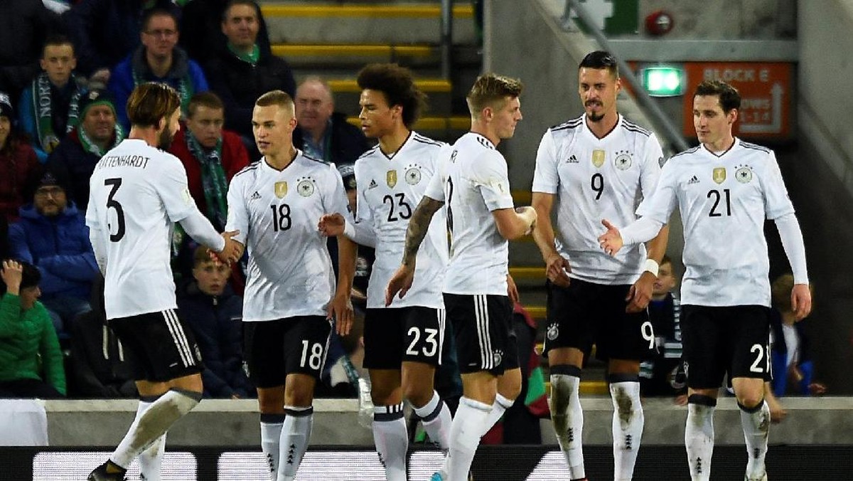 Timnas Jerman lolos ke Piala Dunia 2018 usai kalahkan Irlandia Utara (Clodagh Kilcoyne/Reuters)