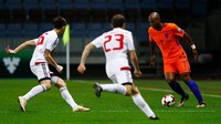 Belanda memang memetik kemenangan 3-1 atas Belarusia di pertandingan kesembilan Grup A kualifikasi Piala Dunia 2018. Laga itu berlangsung di Borisov Arena, Barysaw. (Foto: Vasily Fedosenko/Reuters)