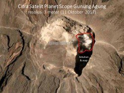 Ini Hasil Citra Satelit Terbaru Kawah G.Agung Dari BNPB