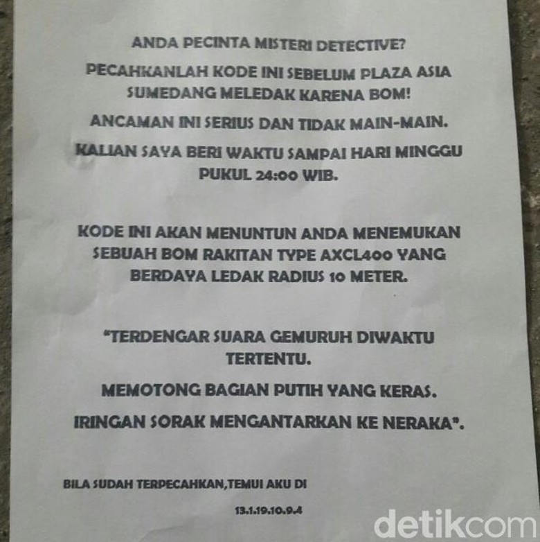 Kode Misterius ala Detective Conan di Surat Teror Bom Sumedang