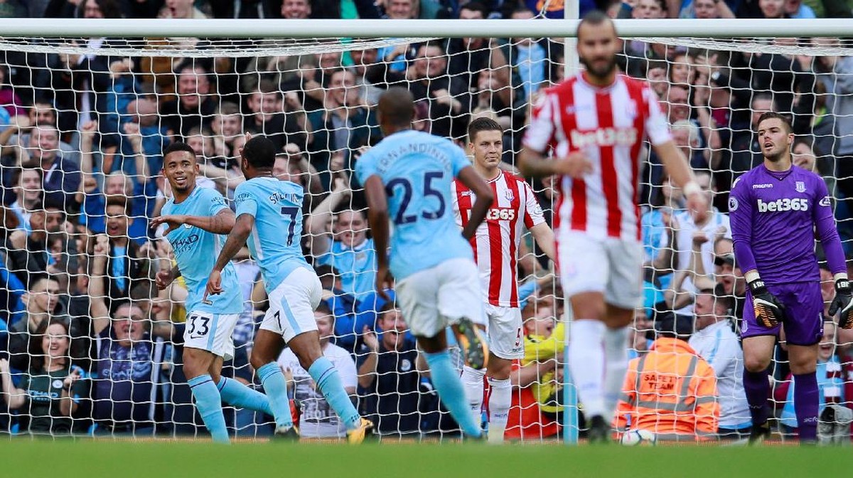 Manchester City menang besar dengan skor 7-2 atas Stoke City di lanjutan Premier League (Foto: Jason Cairnduff/Action Images via Reuters)