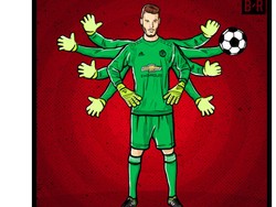 Ada juga yang menggambarkan De Gea dengan lima lengan. (Foto: istimewa)