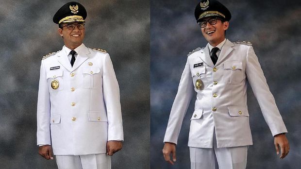Gubernur DKI Jakarta Anies Baswedan dan Wagub DKI Jakarta Sandiaga Uno, di Jakarta, 2017. Keduanya membantah menetapkan target zakat dengan jumlah tertentu.