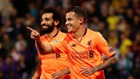 Tak butuh waktu lama untuk menggandakan keunggulan, Liverpool bisa menggandakan keunggulan lagi pada menit ke-13. Kali ini giliran Philippe Coutinho yang bikin gol. (Foto: Paul Childs/Reuters)