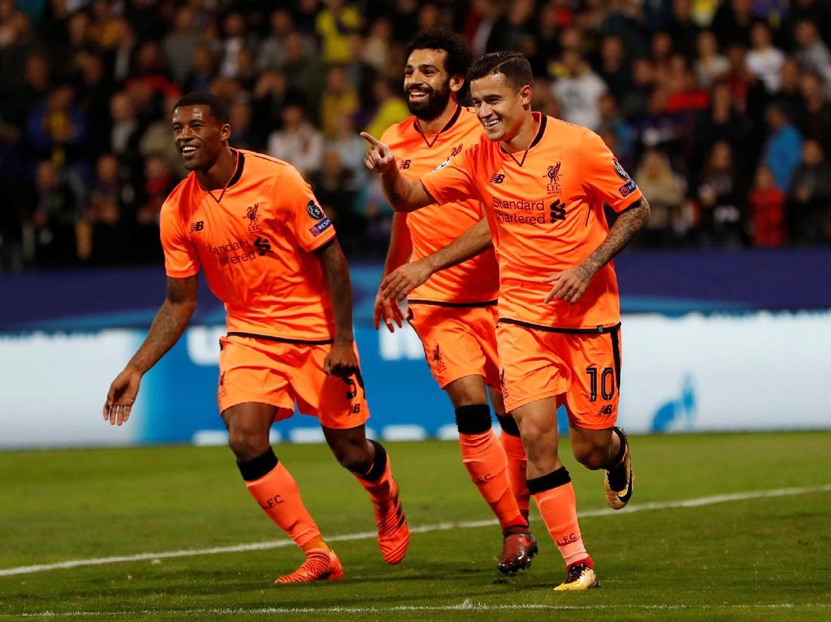 Pemain Liverpool merayakan gol ke gawang Maribor (Foto: Paul Childs/Reuters)