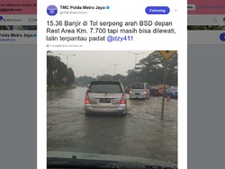 Tol JORR Km 7 Arah BSD Tergenang, Lalin Tersendat
