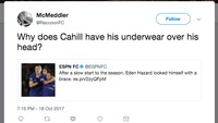 Kenapa Cahill memakai pakaian dalam di kepalanya? Tanya sebuah akun Twitter (ist.)
