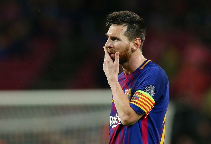 Soccer Football - Champions League - FC Barcelona vs Olympiacos - Camp Nou, Barcelona, Spain - October 18, 2017   Barcelona’s Lionel Messi    REUTERS/Albert Gea