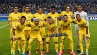 PSG menurunkan kekuatan terbaiknya pada laga Liga Champions di Constant Vanden Stock Stadium, Kamis (19/10/2017) dinihari WIB. Kylian Mbappe, Neymar, dan Edinson Cavani main sejak menit pertama. Foto: Francois Lenoir/Reuters