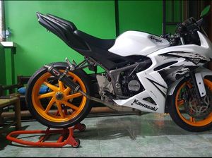 Si Kawasaki Ninja dengan Knalpot Titanium Full Carbon