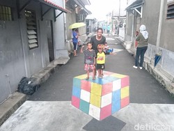 Kreatif! Jalanan Kampung di Depok Disulap Jadi Lukisan 3D