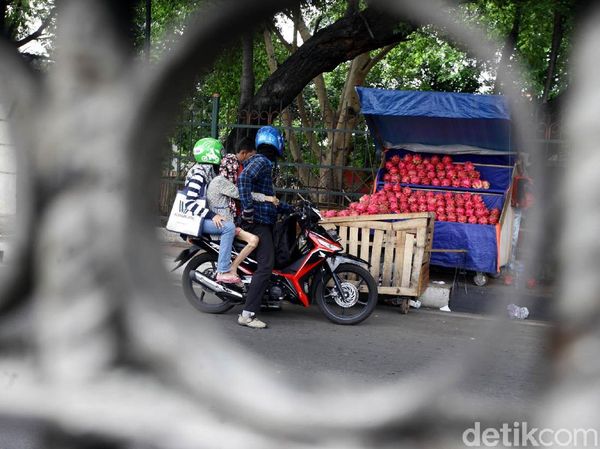 Pedagang Buah Kuasai Trotoar di Jalan Raya Bogor