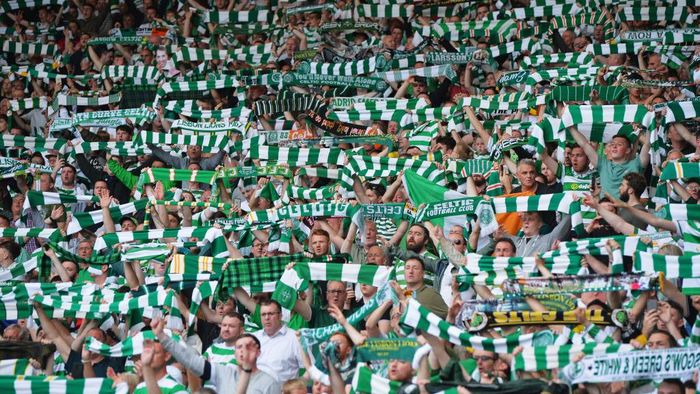 Celtic, Fans GLASGOW, SCOTLAND - MAY 27: Celtic fans celebrate winning the William Hill Scottish Cup Final between Aberdeen and Celtic at Hampden Park on May 27, 2017 in Glasgow, Scotland. (Photo by Mark Runnacles/Getty Images)