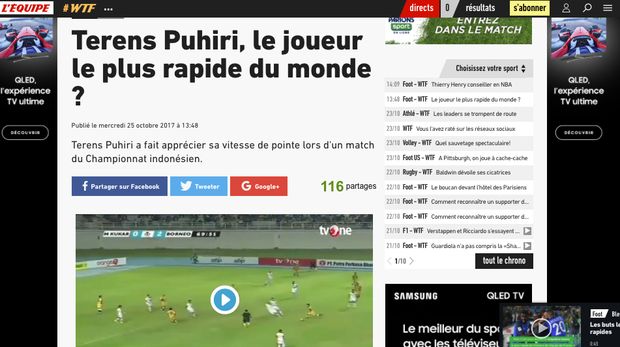 Terens Puhiri, Gelandang Mitra Kukar yang Jadi Sorotan Media Asing