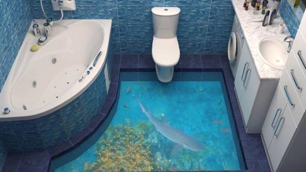 Lukisan 3D yang Bikin Betah di Kamar Mandi