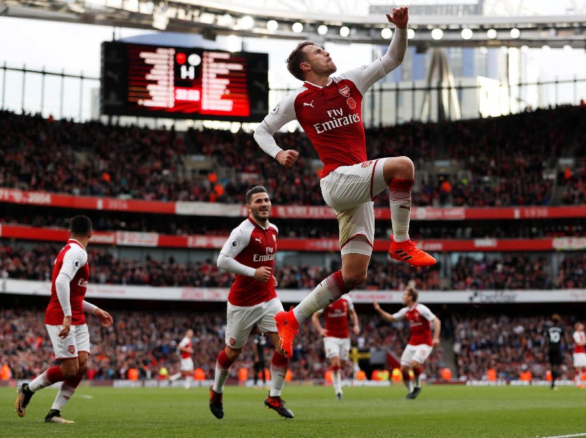 Pemain Arsenal, Aaron Ramsey, di salah satu laga Liga Inggris (Foto: Paul Childs/ Action Images via Reuters)