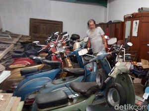 Wah! Josep Kumpulkan 65 Vespa Senilai Rp 2 M di Rumahnya