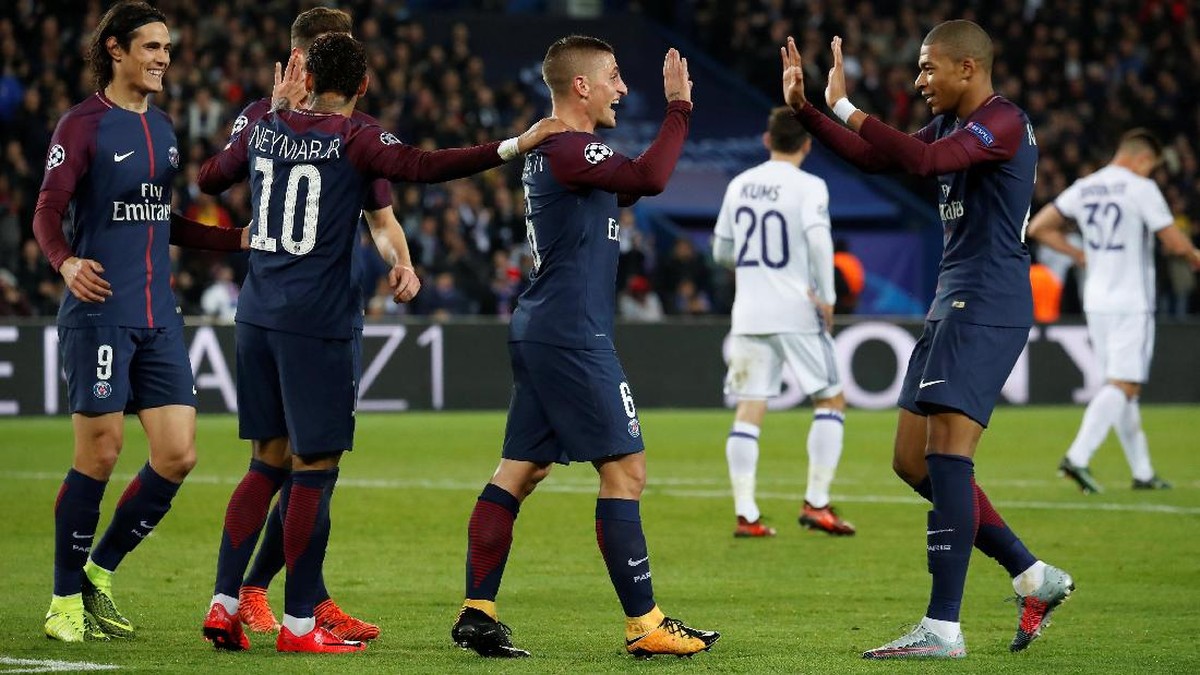 Paris Saint-Germain lolos ke babak 16 besar usai mengalahkan Anderlecht 5-0 (Gonzalo Fuentes/Reuters)