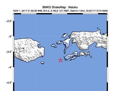 Dini Hari, Ambon Diguncang Gempa 4,2 SR