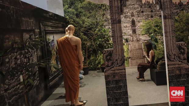 Sebuah instalasi di pameran bertajuk 'Kedatuan Sriwijaya: The Great Maritime Empire