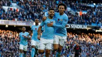 Manchester City juga bisa mencatatkan 37 gol away sepanjang tahun ini. Di musim 2017/2018, mereka sudah mencetak sebanyak 16 gol dalam enam pertandingan tandang. (Foto: Phil Noble/Reuters)
