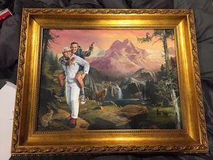 Unik Banget! Lukisan Ini Tampilkan Kolonel Sanders KFC Gendong Seorang Pria