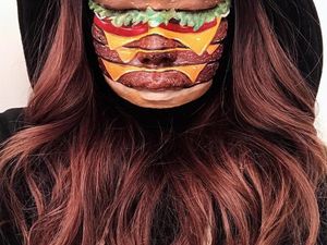 Keren! Makeup Artist Ini Rias Wajahnya hingga Mirip Burger dan Pizza