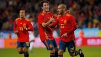 Silva kembali menggetarkan gawang Kosta Rika pada menit ke-55. Spanyol pun memimpin 4-0. Foto: Jon Nazca/Reuters