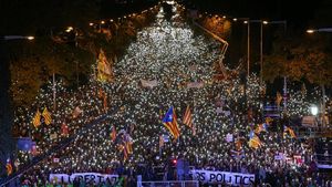 Potret Warga Catalonia Penuhi Jalan, Demo Minta Pemimpin Dibebaskan