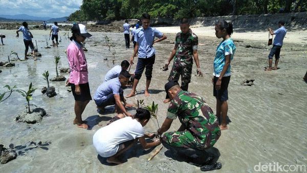 Satgas Pamrahwan Maluku Yonif Raider 515 Kostrad Hijaukan Pantai