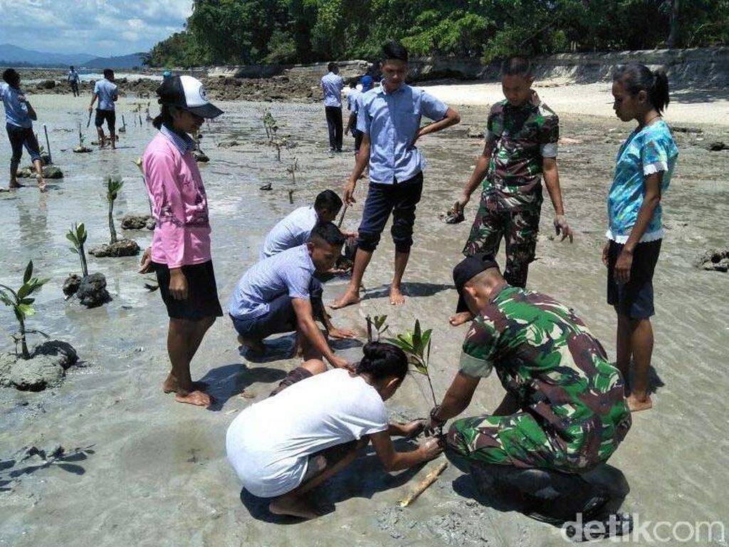 Satgas Pamrahwan Maluku Yonif Raider 515 Kostrad Hijaukan Pantai