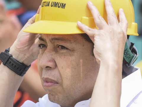 Eks Ketua Umum Partai Golkar Setya Novanto, di DPP Partai Golkar, Jakarta, 2017.