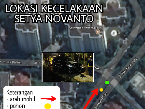 Melihat Arah Jalan dan Peta Lokasi Kecelakaan Setya Novanto