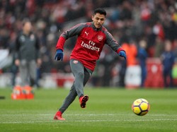 Dalam pertandingan di Emirates Stadium, Sabtu (18/11/2017) malam WIB, Arsenal menurunkan Alexis Sanchez dan Alexandre Lacazette di lini depan. Olivier Giroud absen karena cedera. Foto: David Klein/Reuters