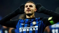 Dengan tambahan dua gol itu, Icardi sudah mencetak 13 gol di Serie A musim ini. Dia hanya kalah dari pemain depan Lazio, Ciro Immobile, yang sudah bikin 15 gol. Foto: Alessandro Garofalo/Reuters