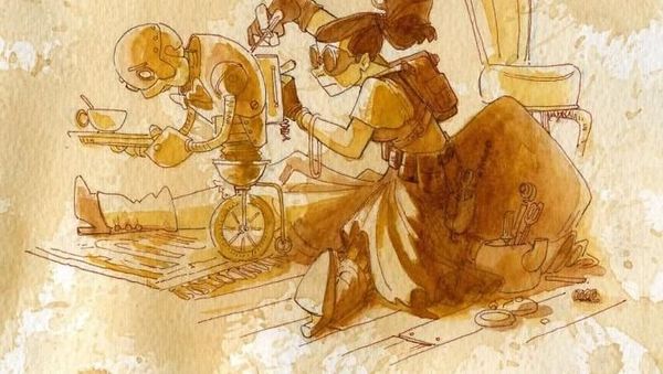 Wah, Lukisan Keren Bertema Steampunk Ini Digambar dari Air Teh!