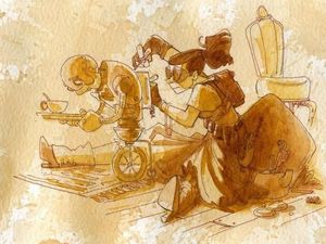 Wah, Lukisan Keren Bertema Steampunk Ini Digambar dari Air Teh!