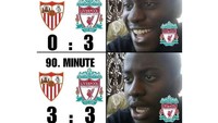 Akun Instagram Marcos Fussballecke menjadi salah satu akun yang mengejek Liverpool Mereka membuang keungglan tiga gol untuk mengahiri laga melawan Sevilla selesai 3-3. (Foto: Istimewa)