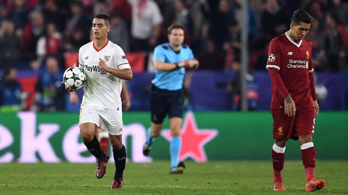 Wissam Ben Yedder mencetak dua gol ke gawang Liverpool (David Ramos/Getty Images)