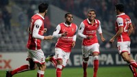 Braga menjadi tim pertama dari Grup C yang lolos. Klub Portugal itu lolos usai mengalahkan Hoffenheim 3-1. Foto: Miguel Vidal/Reuters