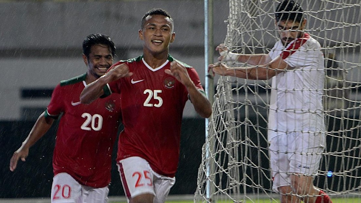 Osvaldo Haay saat tamoil bersama Timnas. (Sigid Kurniawan/Antara)