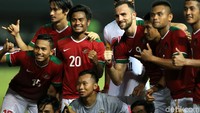 Ekspresi para pemain Timnas usai mengalahkan Guyana.