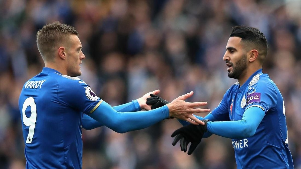 Riyad Mahrez dan Jamie Vardy (Matthew Lewis/Getty Images)