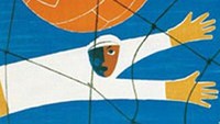 Piala Dunia 1954. Swiss mengadopsi poster dengan gaya coretan bak lukisan untuk Piala Dunia di negaranya. Satu lagi poster yang terbilang cukup nyeni. (Foto: Eurosport/Internet)