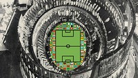 Piala Dunia 1990. Pada kesempatan kedua menggelar Piala Dunia, Italia memilih salah satu peninggalan bersejarah negaranya untuk jadi bagian dalam poster. (Foto: Eurosport/Internet)