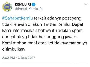 Kemlu Usut Penyebab Unggahan Gambar Tak Senonoh di Akun Twitter-nya Kemlu Usut Penyebab Unggahan Gambar Tak Senonoh di Akun Twitter-nya