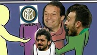 Gennaro Gattuso mendapat olok-olok dari Inter Milan, pelatih Juventus, dan kiper Benevento di laga debutnya sebagai pelatih AC Milan. (Foto: @pallone_bucato)