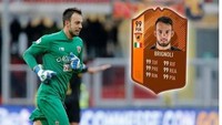 Kiper Benevento, Alberto Brignoli, dianggap punya kemampuan 99 setelah berhasil mencetak gol ke gawang AC Milan di masa injury time. (Foto: @ritirarsi_alla_cassano)