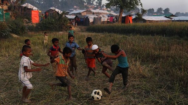 Potret keseharian anak-anak pengungsi Rohingya.